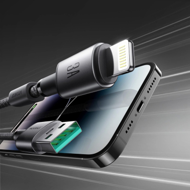Joyroom S-A50 Unlimited Series 3A USB-A / Lightning kabelis su magnetiniu laikikliu 1.2 m – pilkas 7