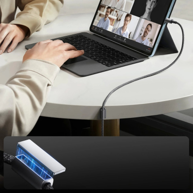 Joyroom S-A50 Unlimited Series 3A USB-A / USB-C kabelis su magnetiniu laikikliu 1.2 m – pilkas 8