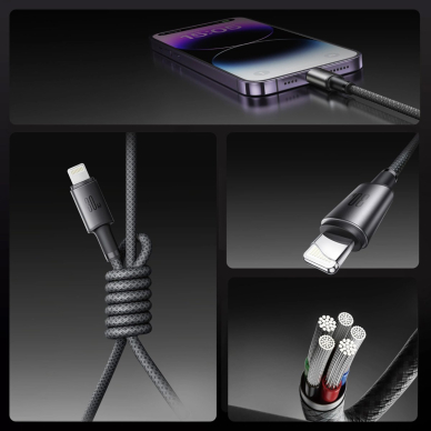 Joyroom S-A50 Unlimited Series 60W USB-C / Lightning kabelis su magnetiniu laikikliu 1.2 m – pilkas 10