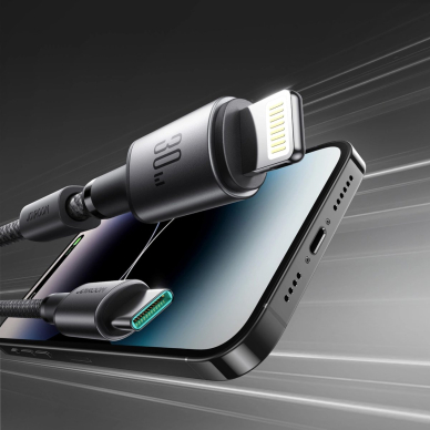 Joyroom S-A50 Unlimited Series 60W USB-C / Lightning kabelis su magnetiniu laikikliu 1.2 m – pilkas 7