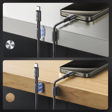 Joyroom S-A50 Unlimited Series 60W USB-C / USB-C kabelis su magnetiniu laikikliu 1.2 m – pilkas 3