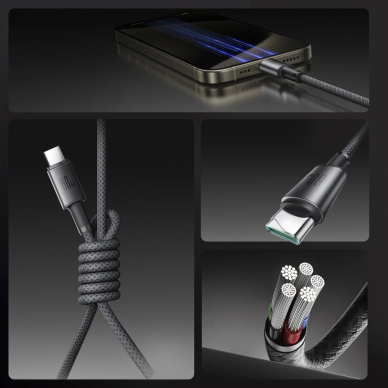 Joyroom S-A50 Unlimited Series 60W USB-C / USB-C kabelis su magnetiniu laikikliu 1.2 m – pilkas 4