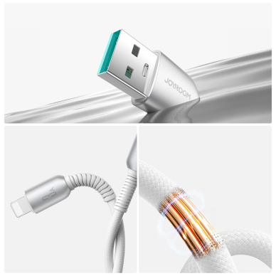 Joyroom S-A51 Cutting-Edge Series 3A USB-A / Lightning kabelis 1.2 m – pilkas 7
