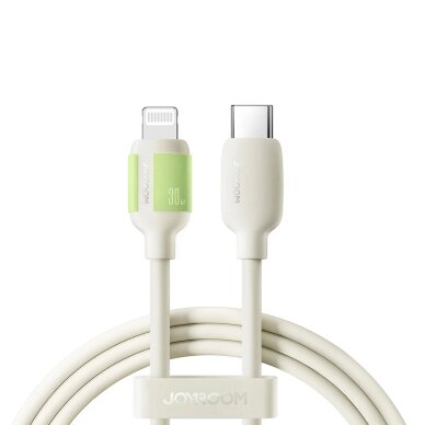 Įkrovimo kabelis Joyroom S-A53 30W USB-C – Lightning su fluorescuojančiu antgaliu 1.2 m – smėlio spalvos Įkrovimo kabelis Joyroom S-A53 30W USB-C – Lightning su fluorescuojančiu antgaliu 1.2 m – smėlio spalvos