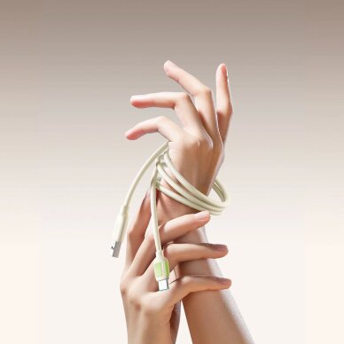 Įkrovimo kabelis Joyroom S-A53 3A USB-A – USB-C su fluorescuojančiu antgaliu 1.2 m – smėlio spalvos 3