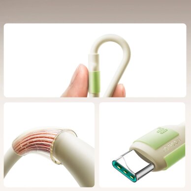 Įkrovimo kabelis Joyroom S-A53 60W USB-C – USB-C su fluorescuojančiu antgaliu 1.2 m – smėlio spalvos 1 Įkrovimo kabelis Joyroom S-A53 60W USB-C – USB-C su fluorescuojančiu antgaliu 1.2 m – smėlio spalvos 1