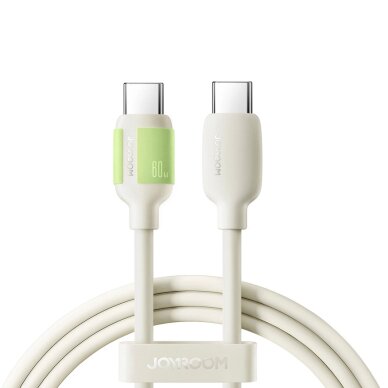 Įkrovimo kabelis Joyroom S-A53 60W USB-C – USB-C su fluorescuojančiu antgaliu 2 m – smėlio spalvos Įkrovimo kabelis Joyroom S-A53 60W USB-C – USB-C su fluorescuojančiu antgaliu 2 m – smėlio spalvos