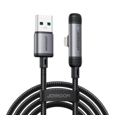 Įkrovimo kabelis Joyroom S-A56 EnjoyX Series 90° USB-A – Lightning 3A 1.2 m – juodas Įkrovimo kabelis Joyroom S-A56 EnjoyX Series 90° USB-A – Lightning 3A 1.2 m – juodas
