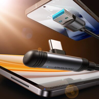 Įkrovimo kabelis Joyroom S-A56 EnjoyX Series 90° USB-A – USB-C 3A 1.2 m – juodas 1 Įkrovimo kabelis Joyroom S-A56 EnjoyX Series 90° USB-A – USB-C 3A 1.2 m – juodas 1
