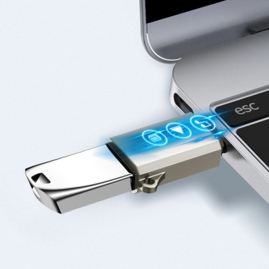 Joyroom S-H151 USB-C (kištukas) / USB-A (lizdas) adapteris su kilpele – sidabrinis 1