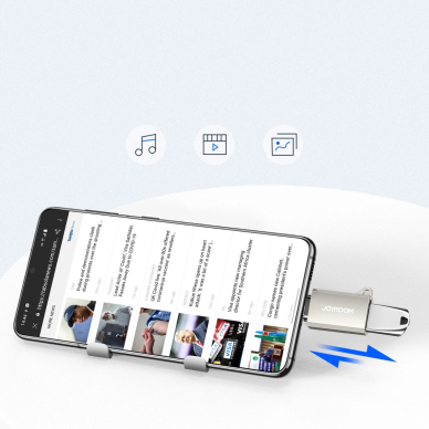 Joyroom S-H151 USB-C (kištukas) / USB-A (lizdas) adapteris su kilpele – sidabrinis 4