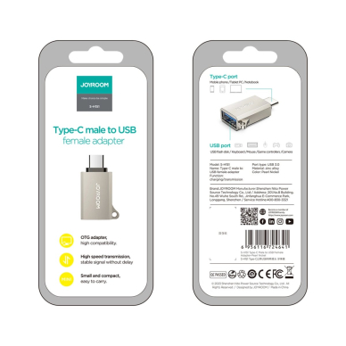 Joyroom S-H151 USB-C (kištukas) / USB-A (lizdas) adapteris su kilpele – sidabrinis 7