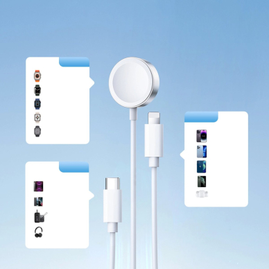 Joyroom S-IW008 3-in-1 magnetinis įkrovimo kabelis USB-A / Lightning / USB-C 1.2 m – baltas 9
