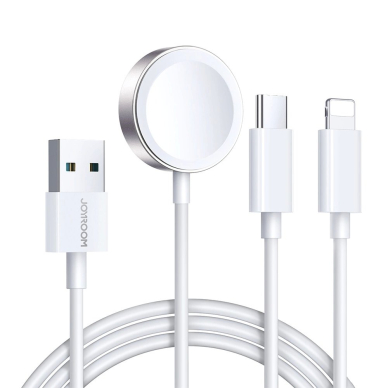 Joyroom S-IW008 3-in-1 magnetinis įkrovimo kabelis USB-A / Lightning / USB-C 1.2 m – baltas
