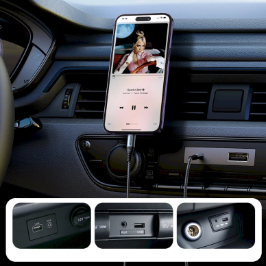 Joyroom SY-A06 Stereo audio AUX kabelis 3.5 mm mini lizdas / Lightning, skirtas iPhone iPad 1.2 m – juodas 11