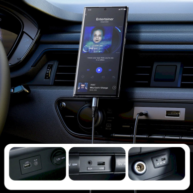 Joyroom SY-A07 Stereo audio AUX kabelis 3.5 mm mini lizdas / USB-C, skirtas telefonui 1.2 m – juodas 12