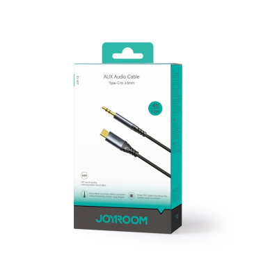 Joyroom SY-A07 Stereo audio AUX kabelis 3.5 mm mini lizdas / USB-C, skirtas telefonui 1.2 m – juodas 4