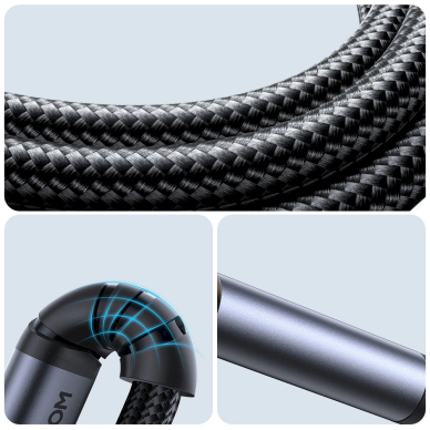 Joyroom SY-A07 Stereo audio AUX kabelis 3.5 mm mini lizdas / USB-C, skirtas telefonui 1.2 m – juodas 9