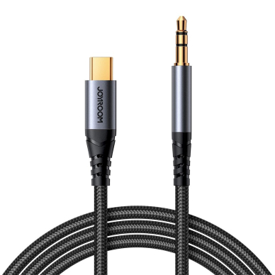 Joyroom SY-A07 Stereo audio AUX kabelis 3.5 mm mini lizdas / USB-C, skirtas telefonui 1.2 m – juodas