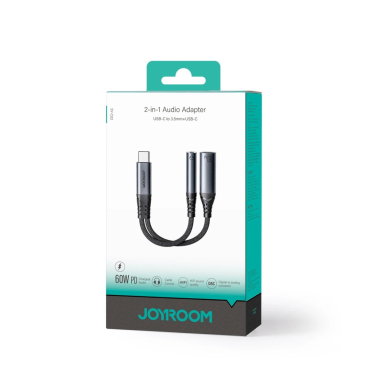 Joyroom SY-C02 2-in-1 DAC adapteris USB-C į USB-C / 3.5 mm mini lizdą – juodas 4 Joyroom SY-C02 2-in-1 DAC adapteris USB-C į USB-C / 3.5 mm mini lizdą – juodas 4