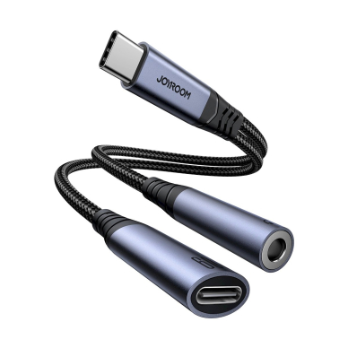 Joyroom SY-C02 2-in-1 DAC adapteris USB-C į USB-C / 3.5 mm mini lizdą – juodas 6