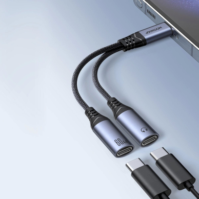 Joyroom SY-C03 USB-C į 2x USB-C 2-in-1 DAC adapteris – juodas 1