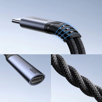 Joyroom SY-C03 USB-C į 2x USB-C 2-in-1 DAC adapteris – juodas 3 Joyroom SY-C03 USB-C į 2x USB-C 2-in-1 DAC adapteris – juodas 3