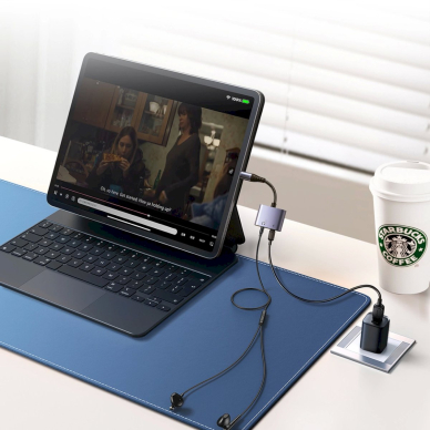 Joyroom SY-L01 Lightning to Lightning / 3.5 mm mini jack DAC adapter 2in1 - Juodas 7 Joyroom SY-L01 Lightning to Lightning / 3.5 mm mini jack DAC adapter 2in1 - Juodas 7