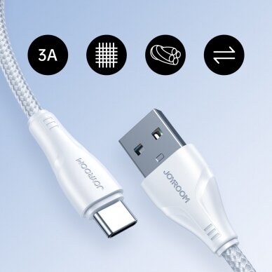 Joyroom USB cable - USB C 3A Surpass Series for fast charging and data transfer 1.2 m white (S-UC027A11) 3