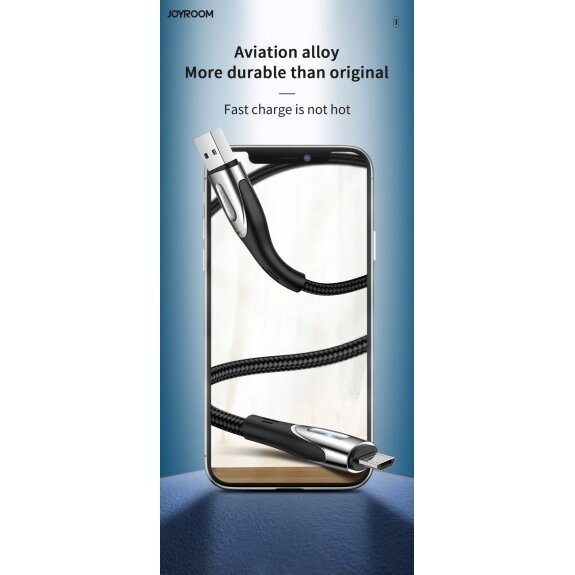 Joyroom S-M411 3A 2m USB-A - micro USB Kabelischarging indicator - Juodas 6 Joyroom S-M411 3A 2m USB-A - micro USB Kabelischarging indicator - Juodas 6