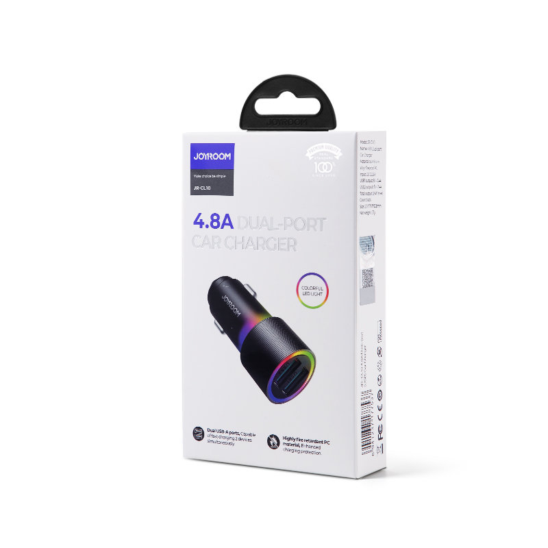 Įkroviklis Joyroom 2 x USB 24W Juodas (JR-CL10) 4 Įkroviklis Joyroom 2 x USB 24W Juodas (JR-CL10) 4