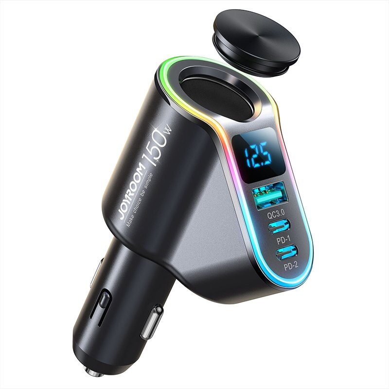 Joyroom fast car charger 4in1 USB-A QC3.0 / 2xUSB-C PD 150W Juodas (JR-CL21) Joyroom fast car charger 4in1 USB-A QC3.0 / 2xUSB-C PD 150W Juodas (JR-CL21)