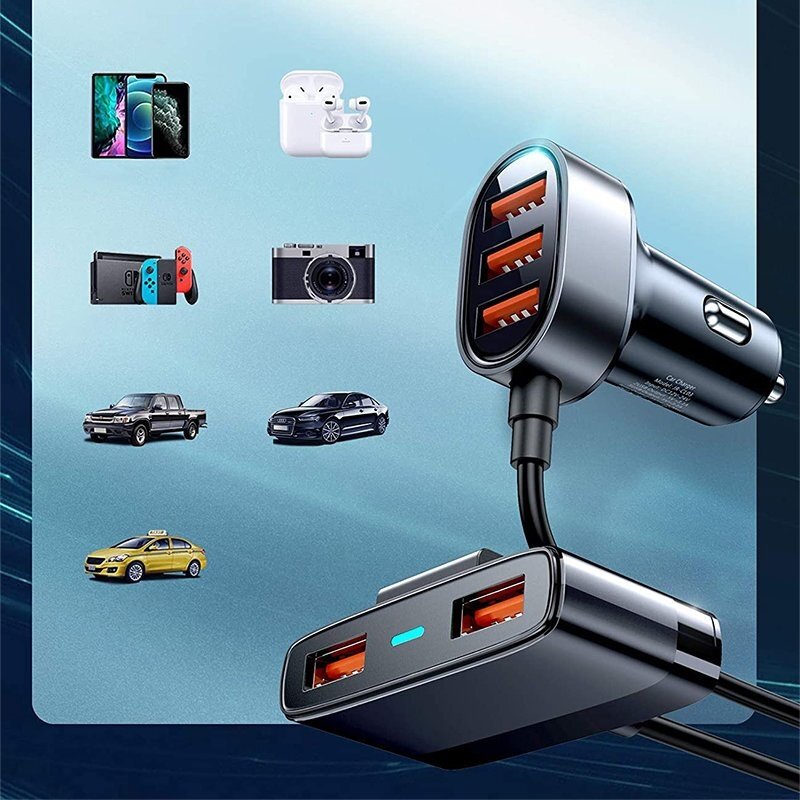 Joyroom Išmanus Automobilinis Įkroviklis 5x USB 6,2 A su prailginimu Juodas (JR-CL03) 5 Joyroom Išmanus Automobilinis Įkroviklis 5x USB 6,2 A su prailginimu Juodas (JR-CL03) 5