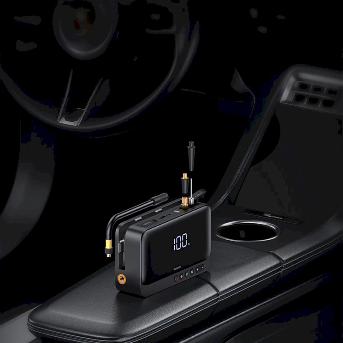 Baseus Super Energy BS-CH013 Jump starter 4-in-1 600A su žibintuvėliu / 6000mAh išorine baterija / kompresoriumi – juodas 12 Baseus Super Energy BS-CH013 Jump starter 4-in-1 600A su žibintuvėliu / 6000mAh išorine baterija / kompresoriumi – juodas 12