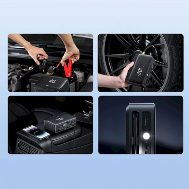 Baseus Super Energy BS-CH013 Jump starter 4-in-1 600A su žibintuvėliu / 6000mAh išorine baterija / kompresoriumi – juodas 9