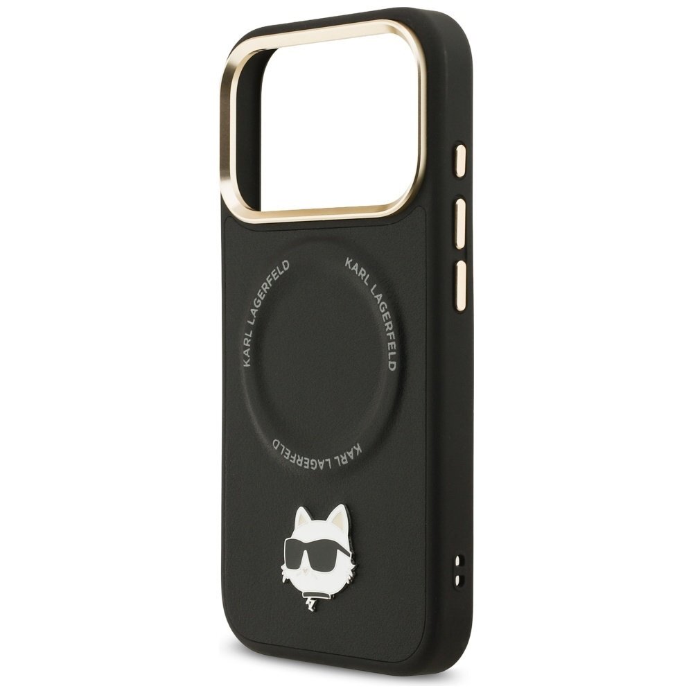 iPhone 17 Pro Max Karl Lagerfeld Big Strap Choupette Metal Logo MagSafe dėklas – juodas 5