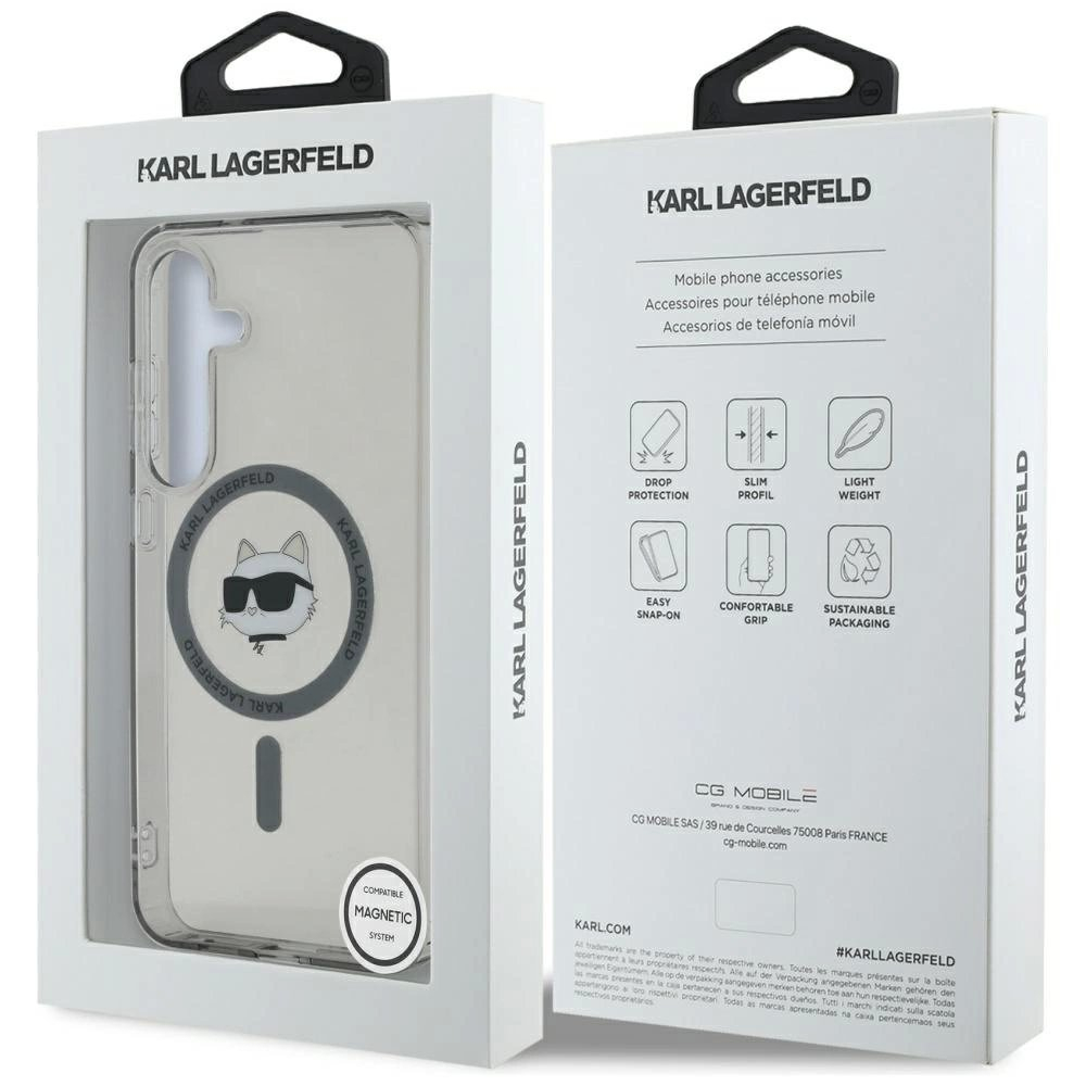Karl Lagerfeld Button Choupette Head Printed Logo MagSafe Samsung Galaxy S25 Dėklas Juodas 7