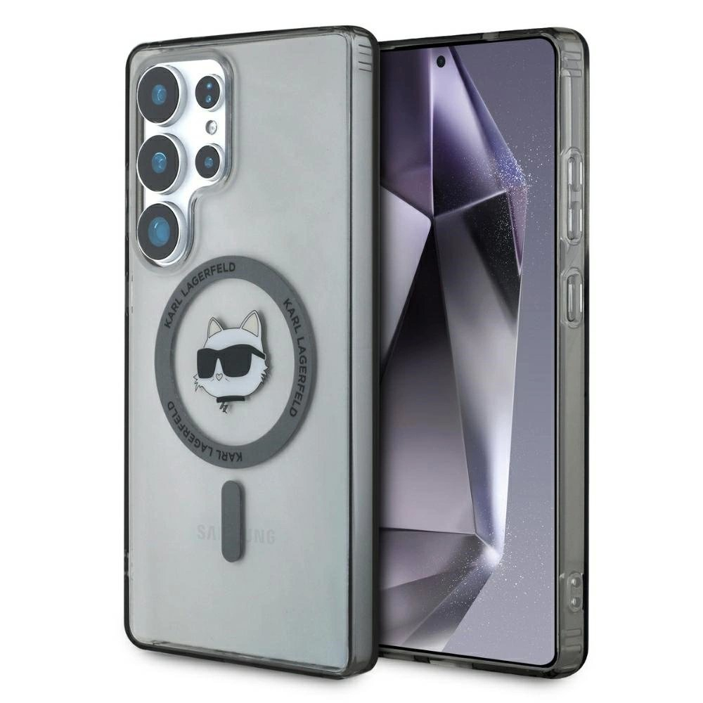Karl Lagerfeld Button Choupette Head Printed Logo MagSafe Samsung Galaxy S25 Ultra Dėklas Juodas Karl Lagerfeld Button Choupette Head Printed Logo MagSafe Samsung Galaxy S25 Ultra Dėklas Juodas
