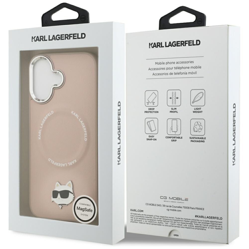 iPhone 17 Karl Lagerfeld Choupette Pin MagSafe dėklas – rožinis 7