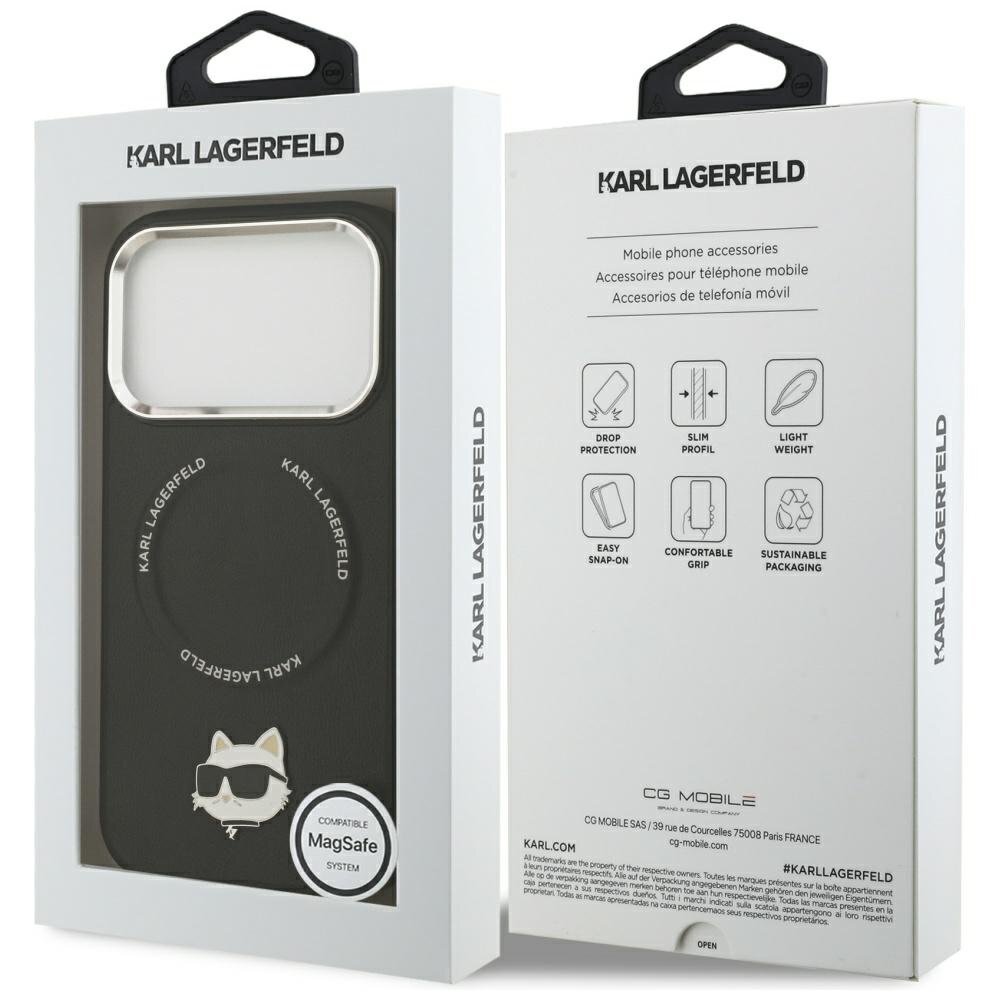 iPhone 17 Pro Karl Lagerfeld Choupette Pin MagSafe dėklas – juodas 7