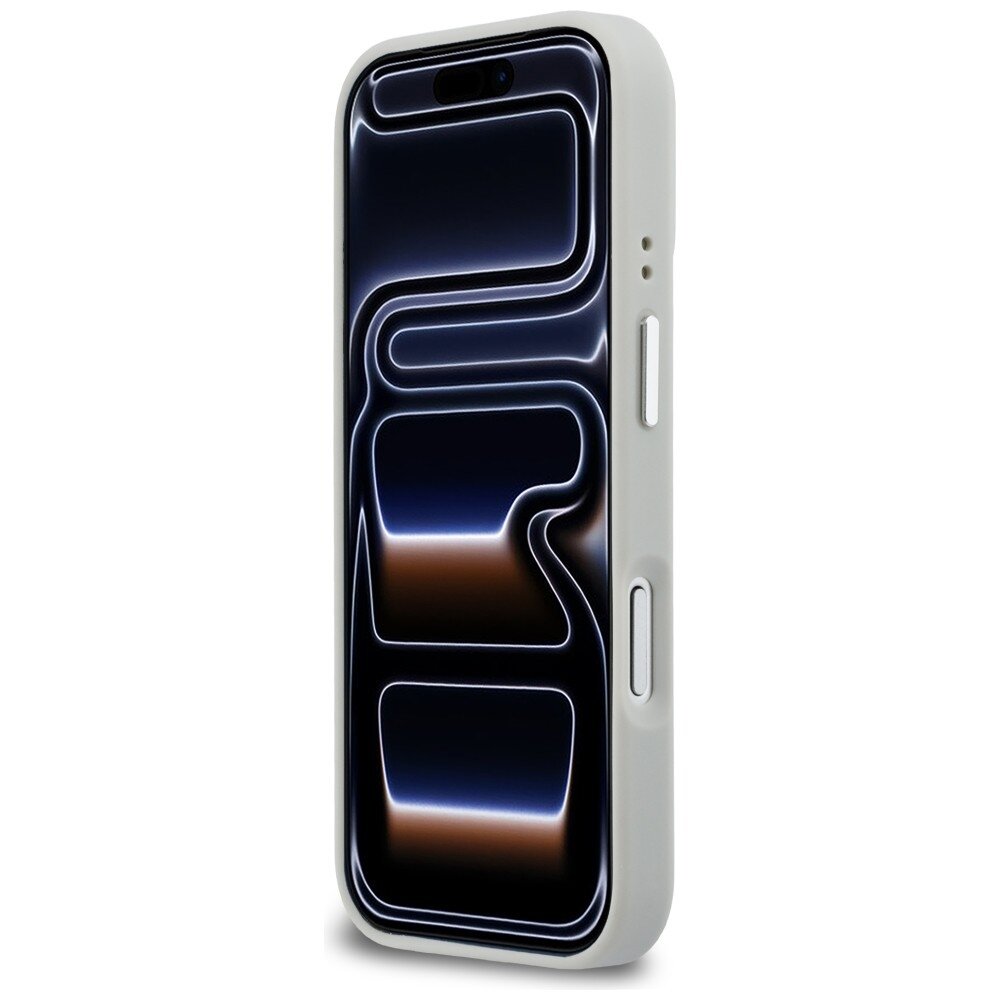 iPhone 17 Pro Karl Lagerfeld Croco KL Script Logo MagSafe dėklas – sidabrinis 4