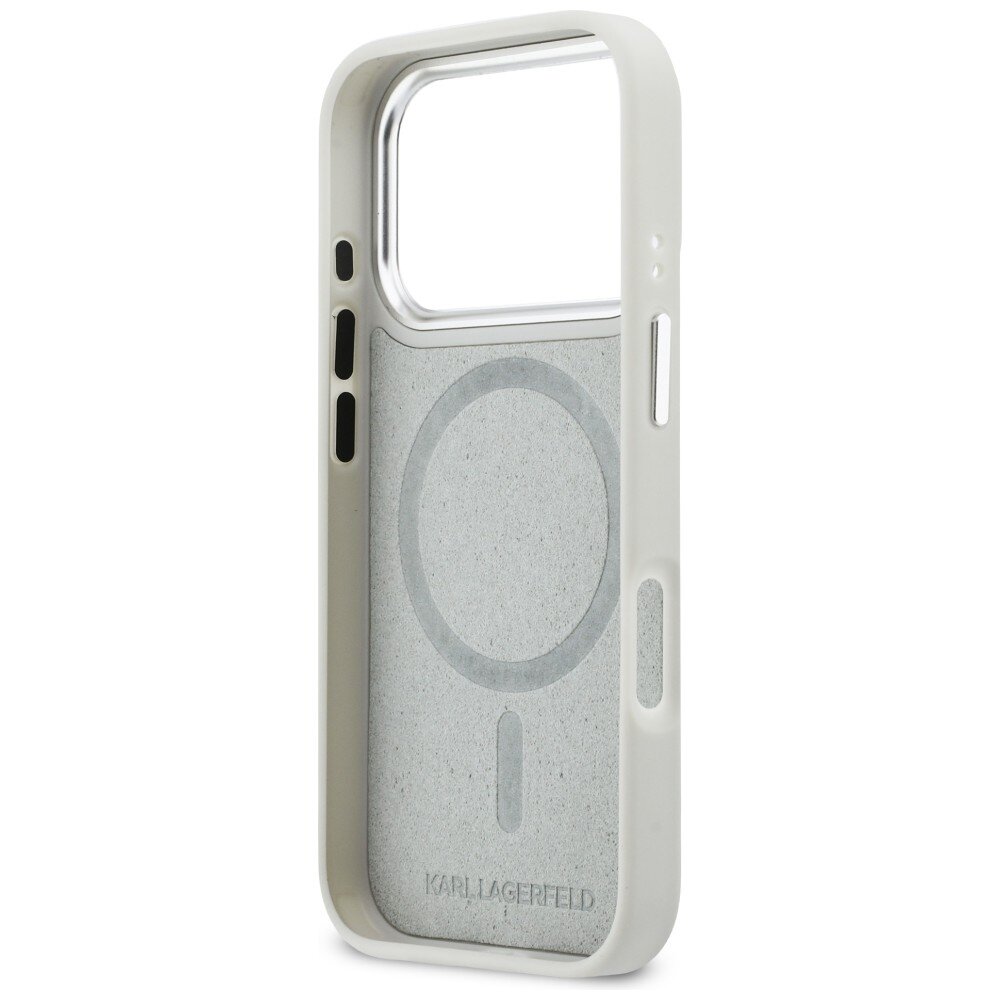 iPhone 17 Pro Karl Lagerfeld Croco KL Script Logo MagSafe dėklas – sidabrinis 6 iPhone 17 Pro Karl Lagerfeld Croco KL Script Logo MagSafe dėklas – sidabrinis 6