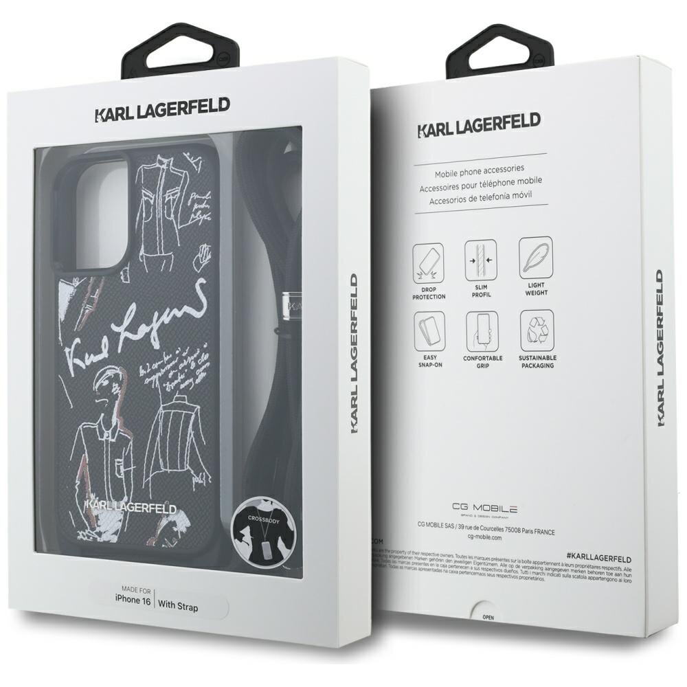 iPhone 16 dėklas Karl Lagerfeld Crossbody Grained Pattern & Logo – juodas 6 iPhone 16 dėklas Karl Lagerfeld Crossbody Grained Pattern & Logo – juodas 6