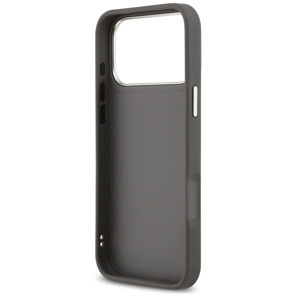 iPhone 17 Pro Max Karl Lagerfeld FW Grained Karl & Choupette Heads Pins & Logo dėklas – pilkas 6