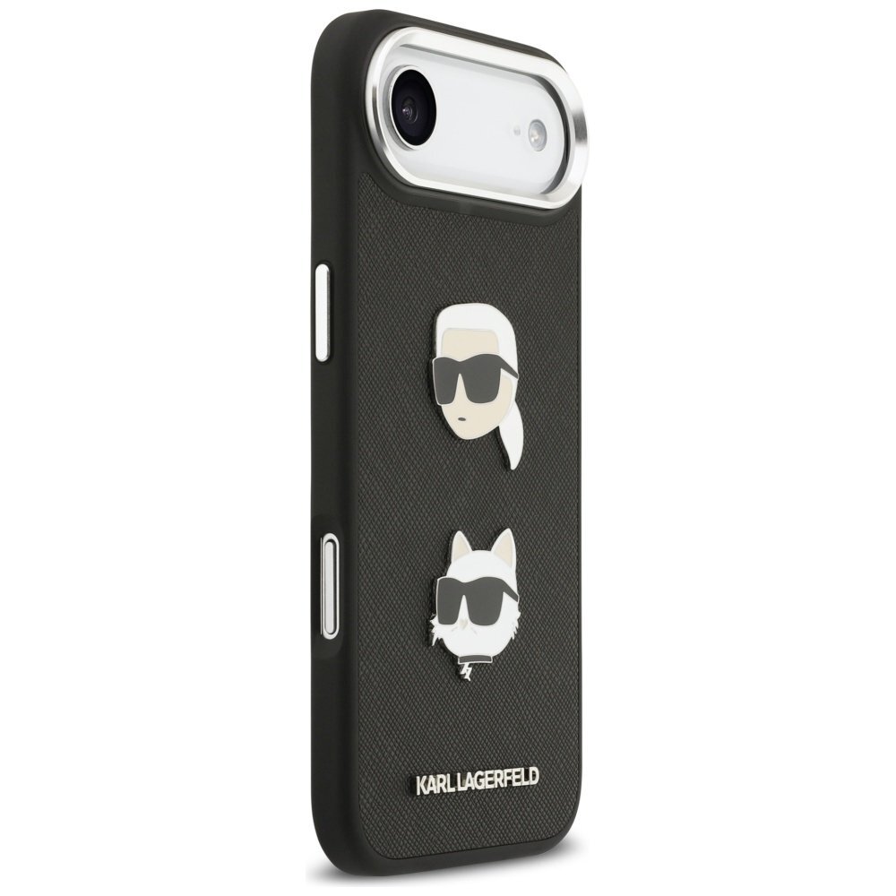 iPhone Air Karl Lagerfeld FW Grained Karl & Choupette Heads Pins & Logo dėklas – juodas 3 iPhone Air Karl Lagerfeld FW Grained Karl & Choupette Heads Pins & Logo dėklas – juodas 3