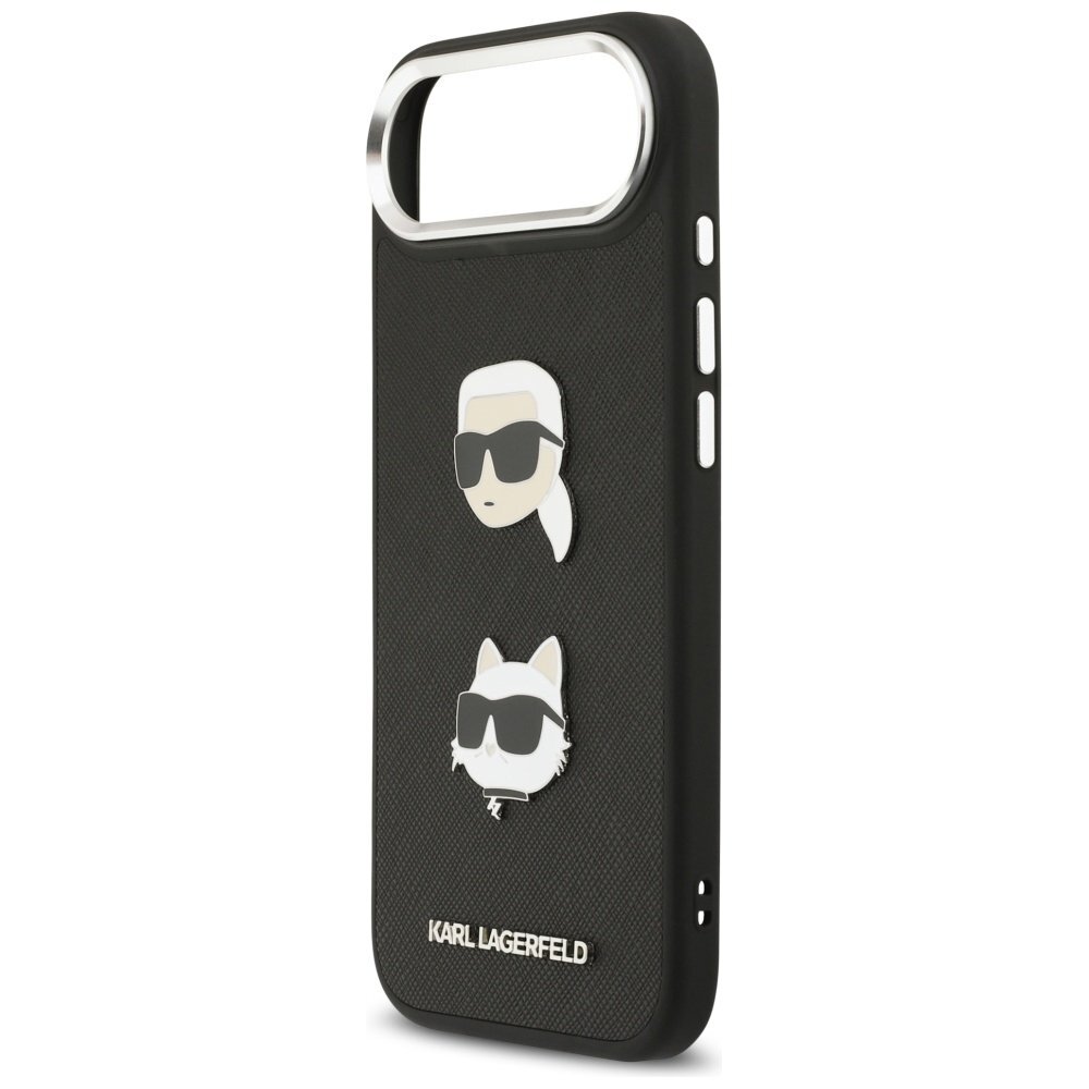 iPhone Air Karl Lagerfeld FW Grained Karl & Choupette Heads Pins & Logo dėklas – juodas 5 iPhone Air Karl Lagerfeld FW Grained Karl & Choupette Heads Pins & Logo dėklas – juodas 5