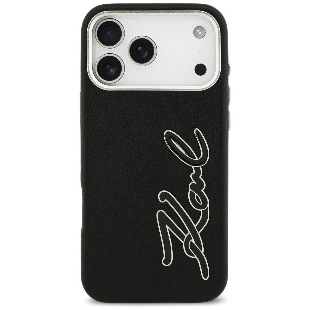 iPhone 17 Pro Max Karl Lagerfeld FW Grained Signature Logo dėklas – juodas 2 iPhone 17 Pro Max Karl Lagerfeld FW Grained Signature Logo dėklas – juodas 2