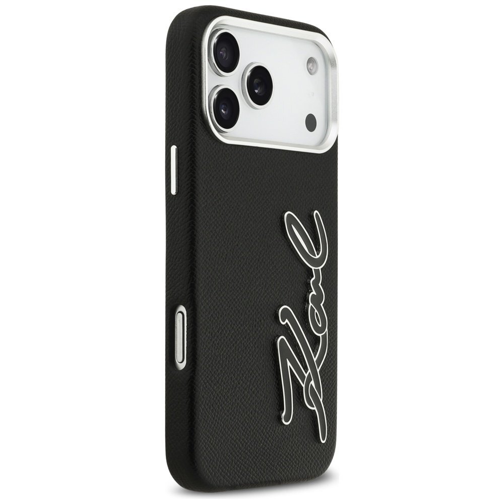 iPhone 17 Pro Max Karl Lagerfeld FW Grained Signature Logo dėklas – juodas 3 iPhone 17 Pro Max Karl Lagerfeld FW Grained Signature Logo dėklas – juodas 3