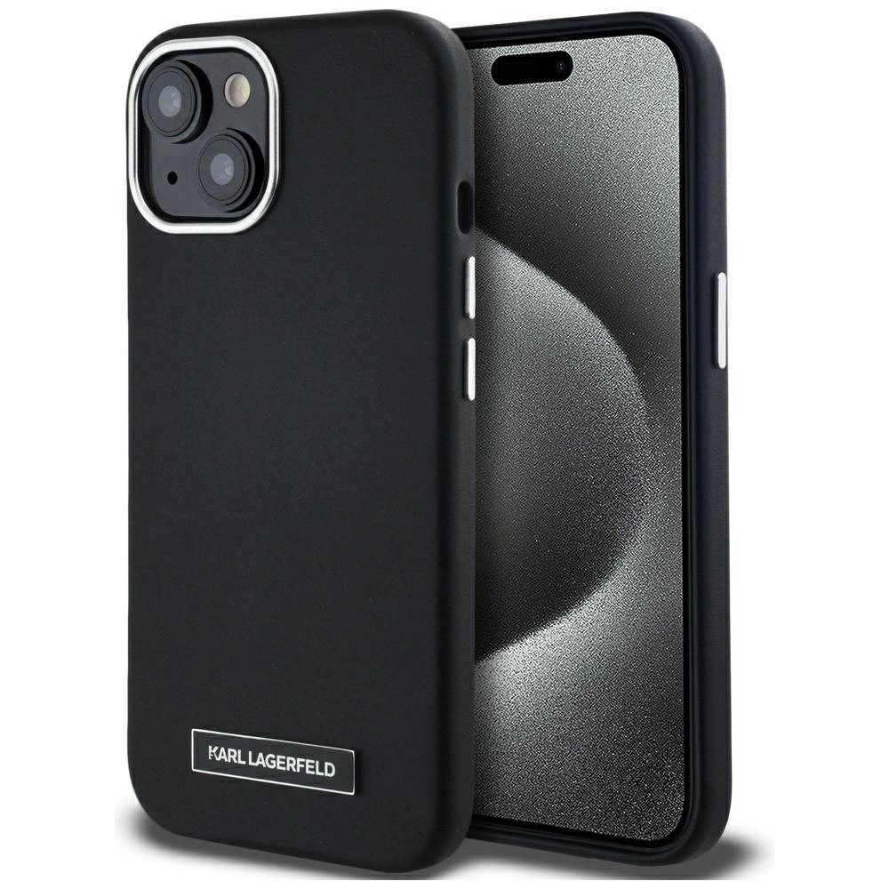 iPhone 15 Karl Lagerfeld FW Metal Plate MagSafe dėklas - juodas iPhone 15 Karl Lagerfeld FW Metal Plate MagSafe dėklas - juodas