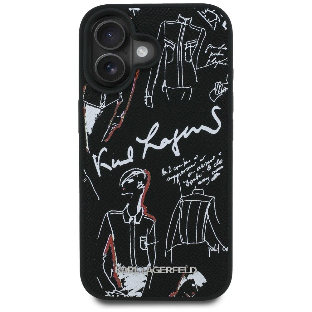 iPhone 16 Karl Lagerfeld Grained Pattern & Logo MagSafe dėklas – juodas 2